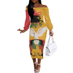 African American Juneteenth 1865 Off The Shoulder Long Sleeve Dress Black Freedom