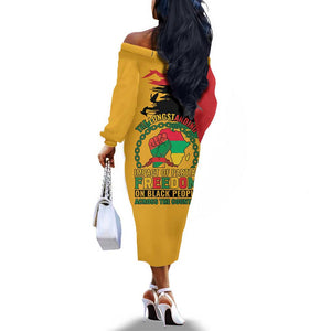 African American Juneteenth 1865 Off The Shoulder Long Sleeve Dress Black Freedom