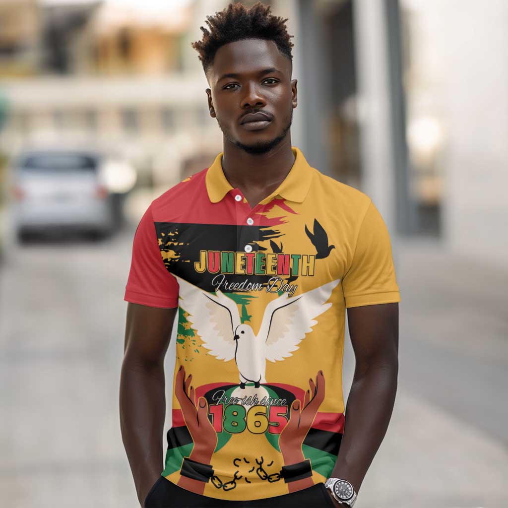 African American Juneteenth 1865 Polo Shirt Black Freedom
