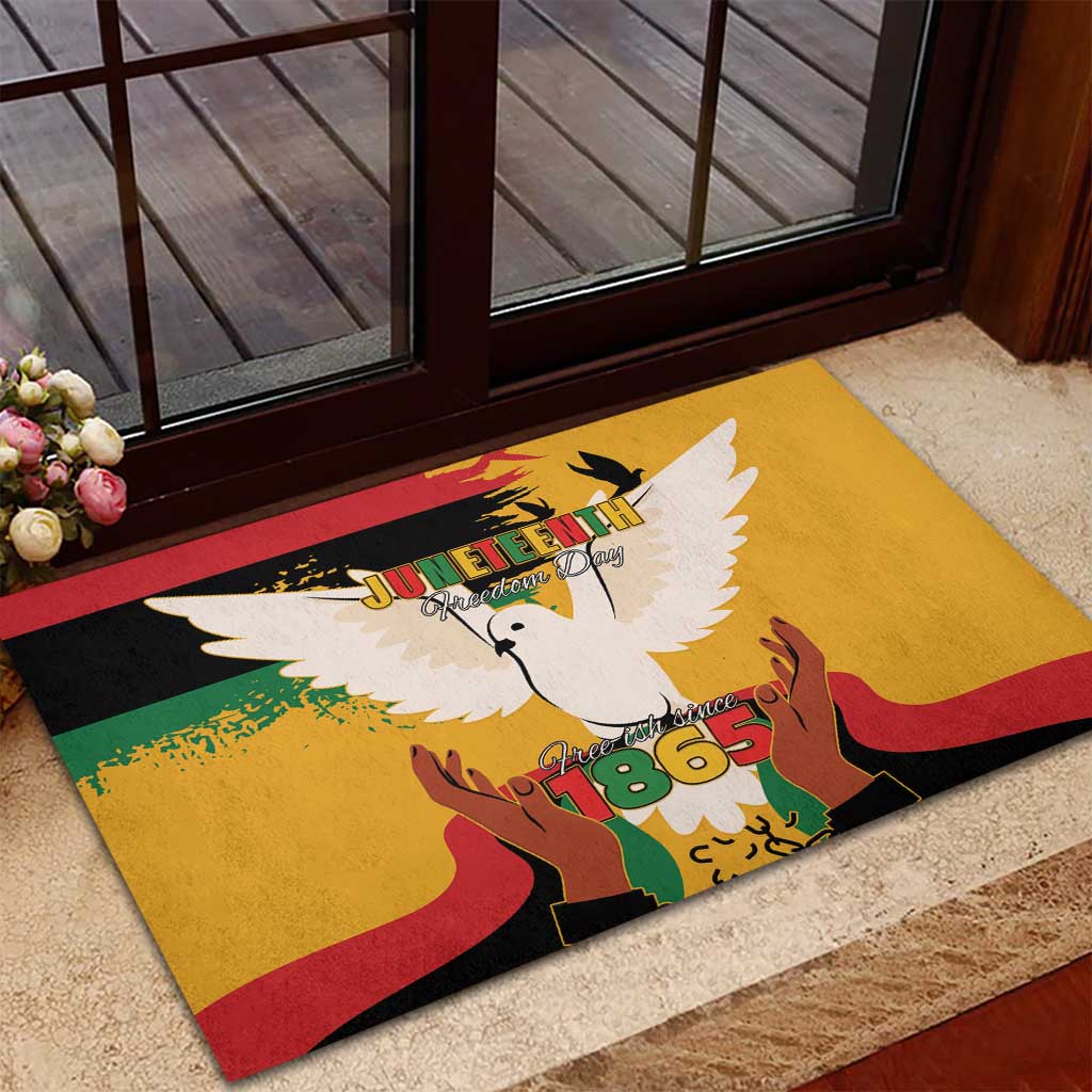 African American Juneteenth 1865 Rubber Doormat Black Freedom