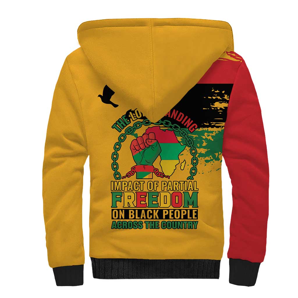 African American Juneteenth 1865 Sherpa Hoodie Black Freedom