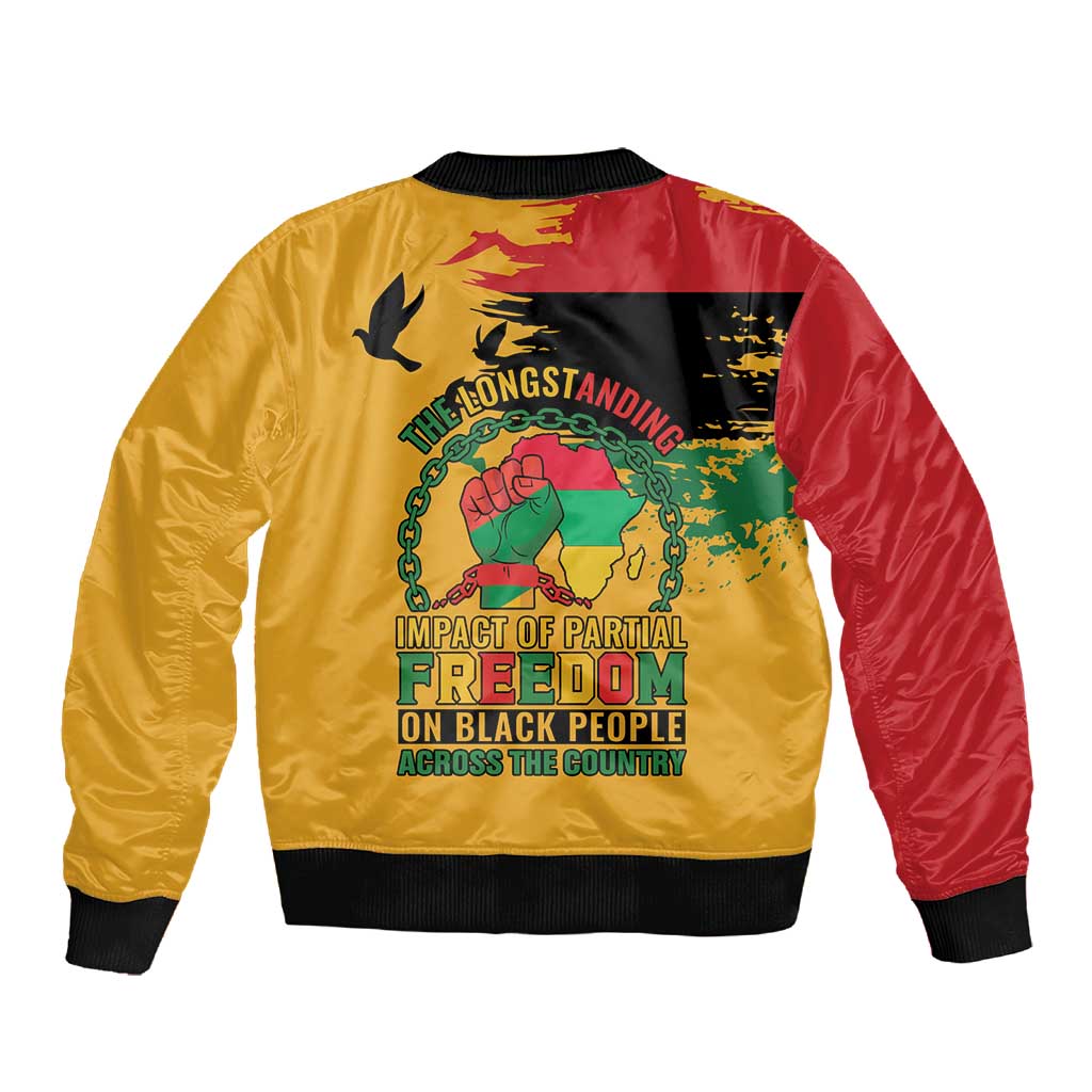 African American Juneteenth 1865 Sleeve Zip Bomber Jacket Black Freedom