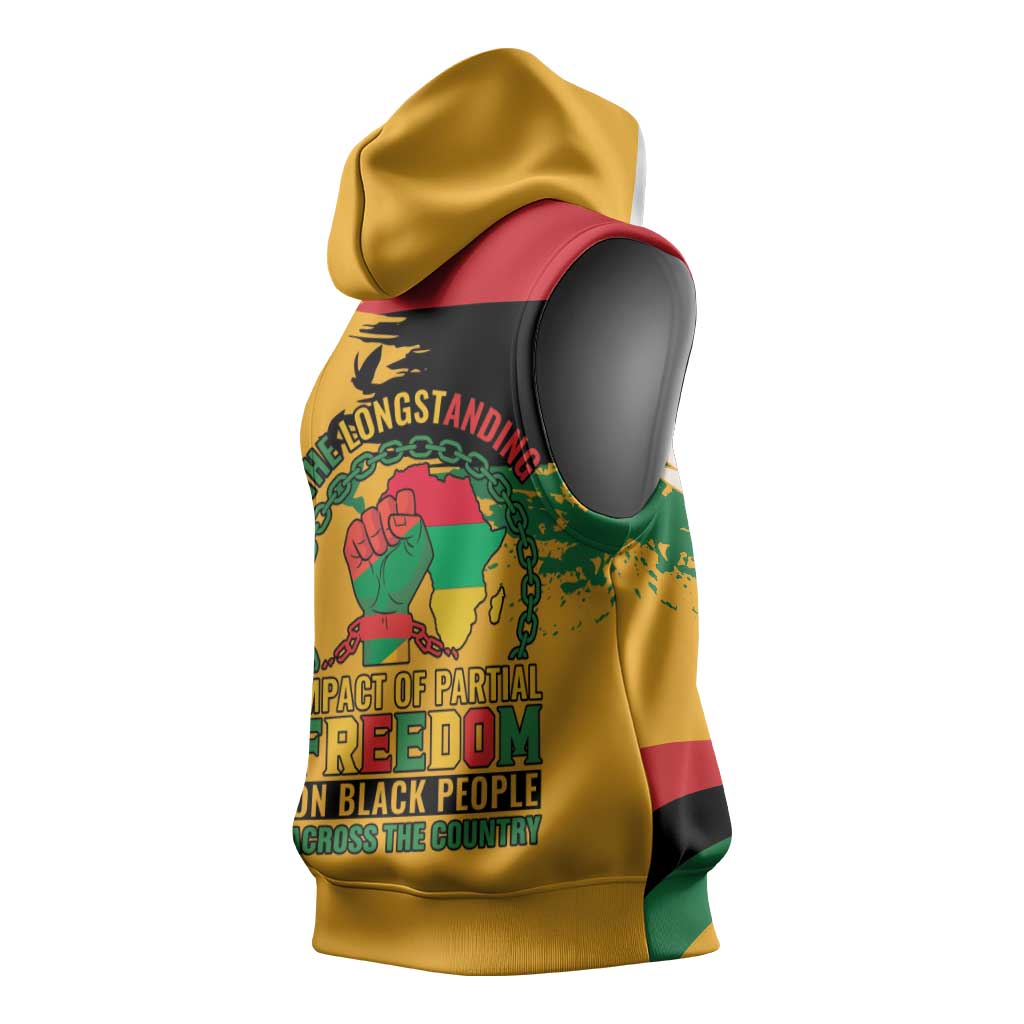 African American Juneteenth 1865 Sleeveless Hoodie Black Freedom - African Pride