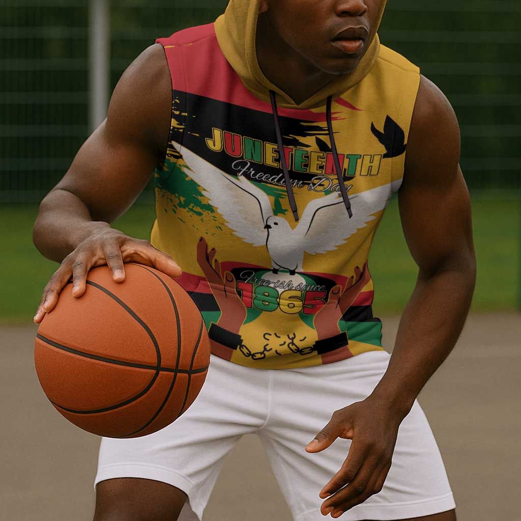 African American Juneteenth 1865 Sleeveless Hoodie Black Freedom - African Pride