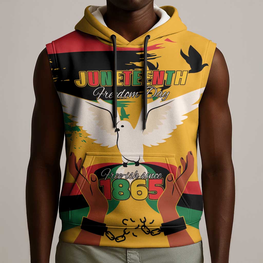 African American Juneteenth 1865 Sleeveless Hoodie Black Freedom - African Pride