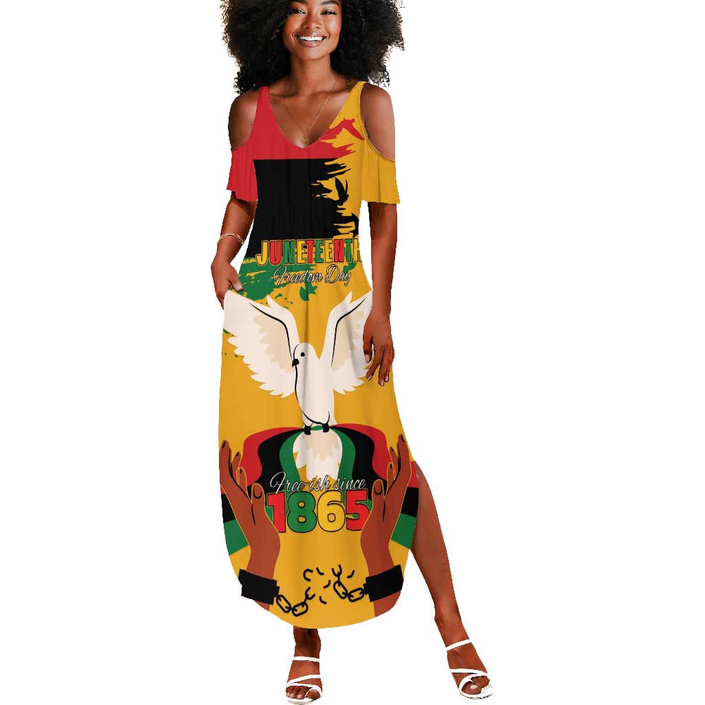 African American Juneteenth 1865 Summer Maxi Dress Black Freedom