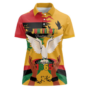African American Juneteenth 1865 Women Polo Shirt Black Freedom