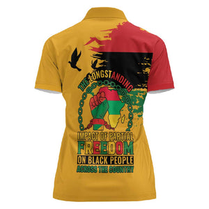 African American Juneteenth 1865 Women Polo Shirt Black Freedom