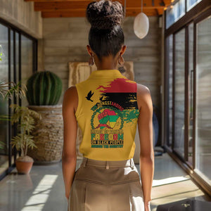 African American Juneteenth 1865 Women Sleeveless Polo Shirt Black Freedom