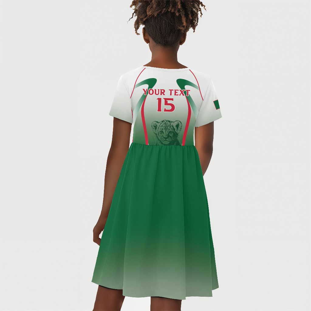 Algeria Rugby Custom Kid Short Sleeve Dress Go Les Lionceaux