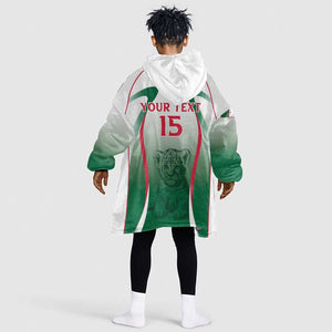 Algeria Rugby Custom Kid Wearable Blanket Hoodie Go Les Lionceaux