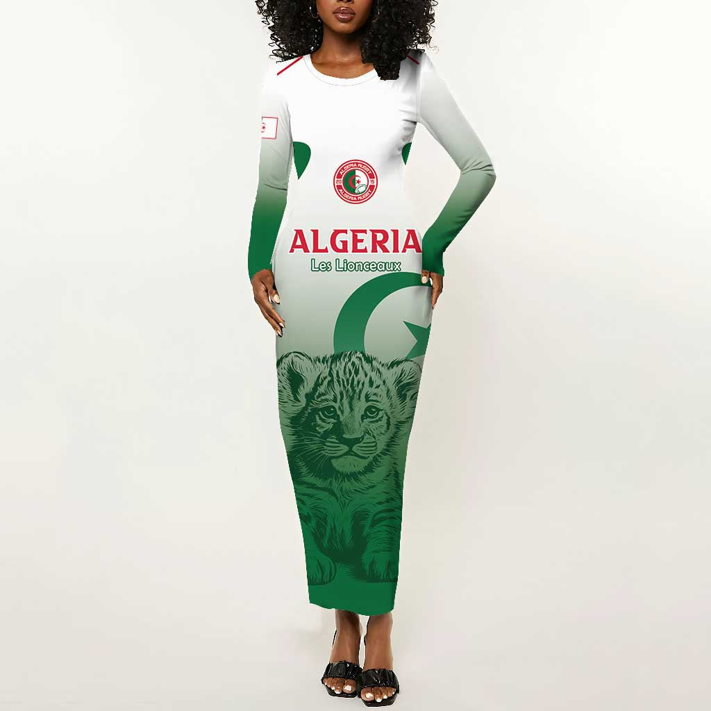 Algeria Rugby Custom Long Sleeve Bodycon Dress Go Les Lionceaux LT15