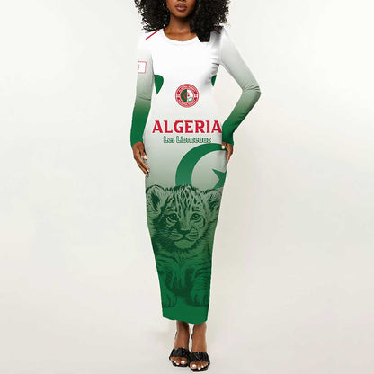 Algeria Rugby Custom Long Sleeve Bodycon Dress Go Les Lionceaux LT15
