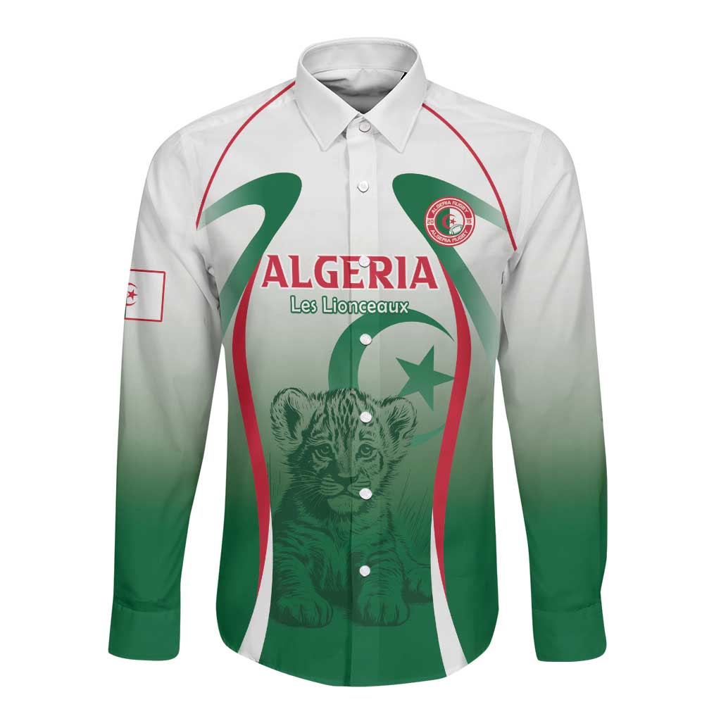 Algeria Rugby Custom Long Sleeve Button Shirt Go Les Lionceaux