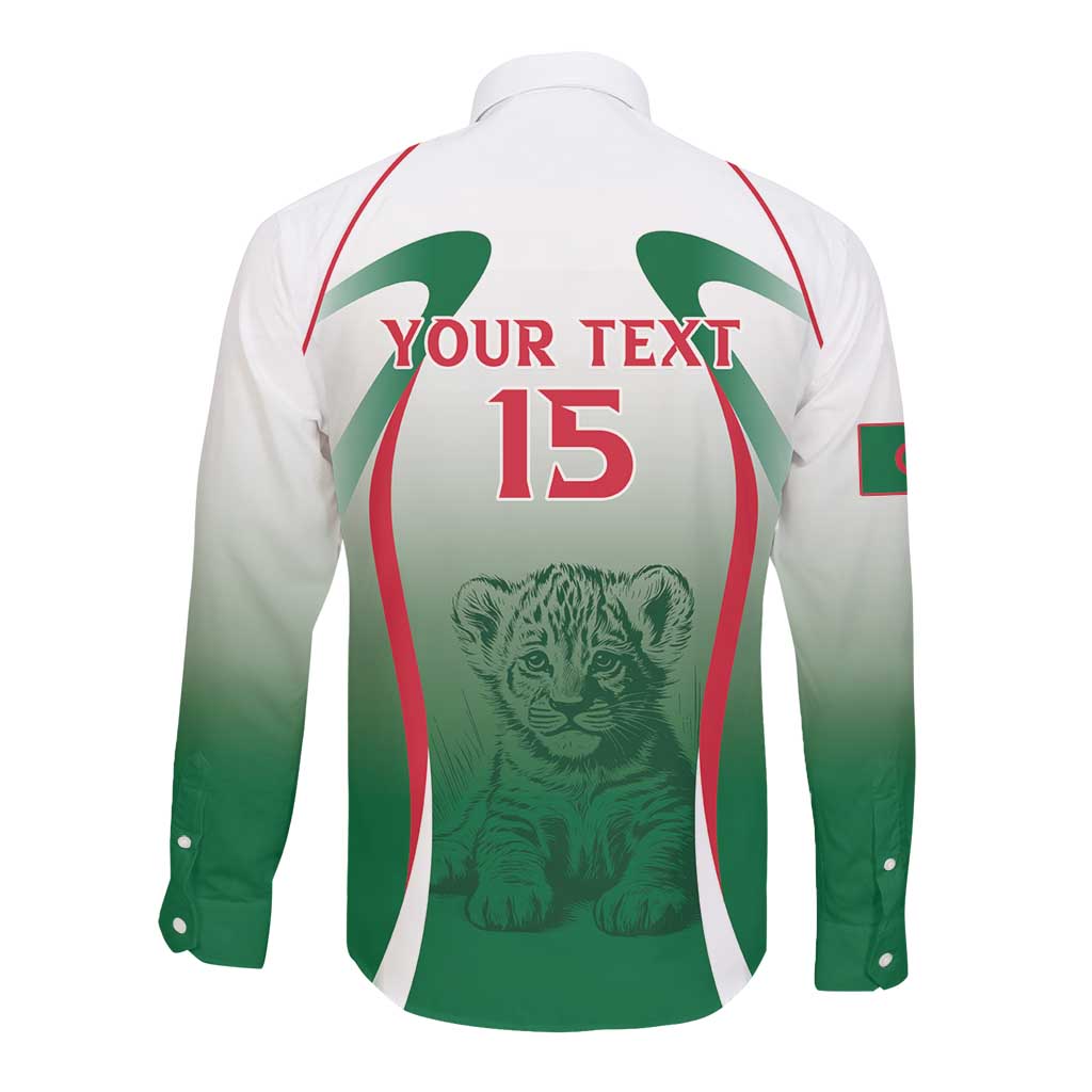 Algeria Rugby Custom Long Sleeve Button Shirt Go Les Lionceaux