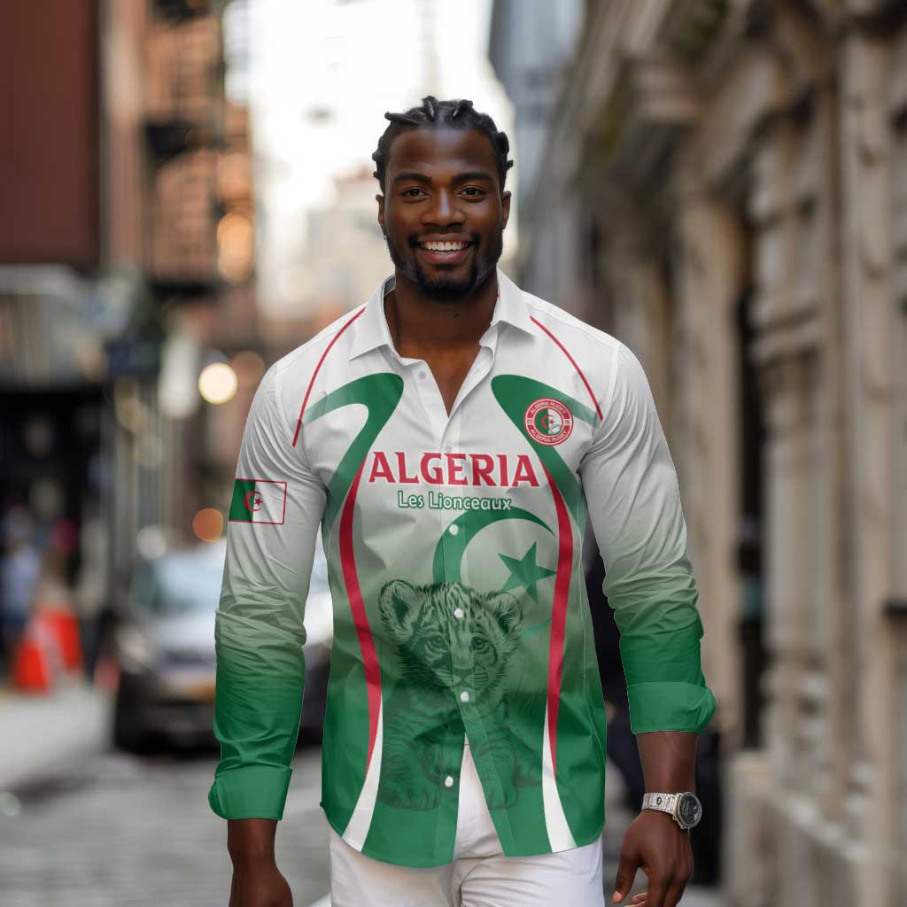 Algeria Rugby Custom Long Sleeve Button Shirt Go Les Lionceaux