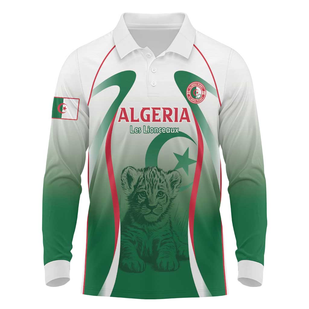 Algeria Rugby Custom Long Sleeve Polo Shirt Go Les Lionceaux