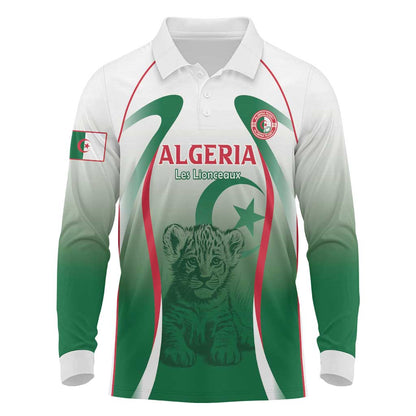 Algeria Rugby Custom Long Sleeve Polo Shirt Go Les Lionceaux