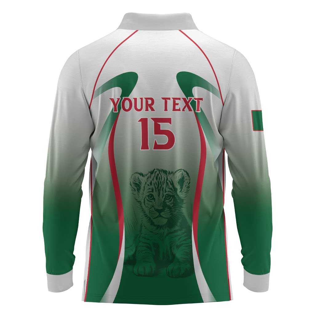 Algeria Rugby Custom Long Sleeve Polo Shirt Go Les Lionceaux