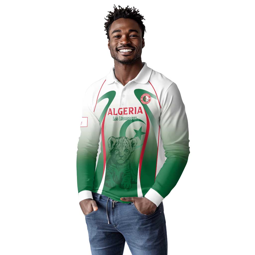 Algeria Rugby Custom Long Sleeve Polo Shirt Go Les Lionceaux