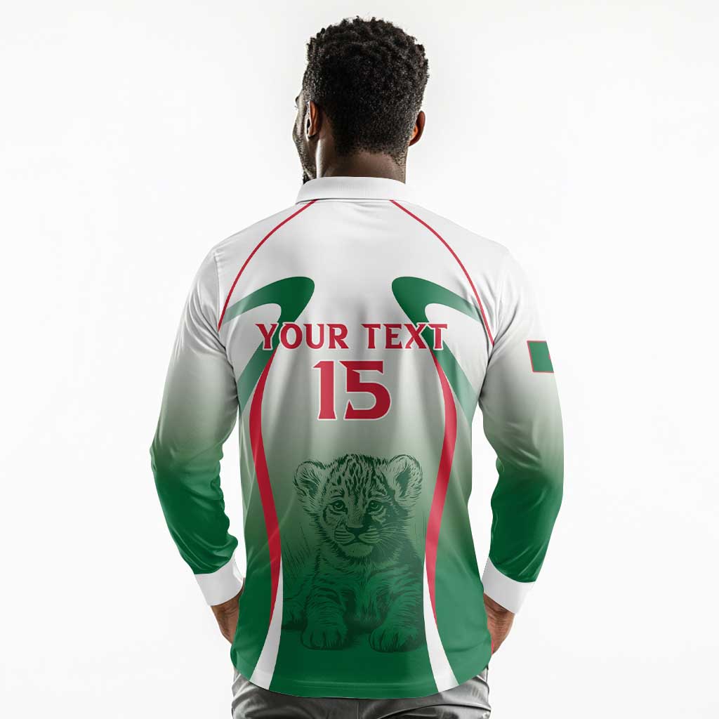 Algeria Rugby Custom Long Sleeve Polo Shirt Go Les Lionceaux