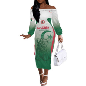 Algeria Rugby Custom Off The Shoulder Long Sleeve Dress Go Les Lionceaux