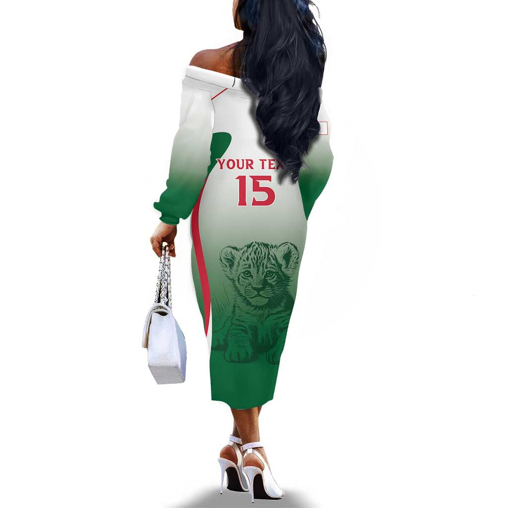 Algeria Rugby Custom Off The Shoulder Long Sleeve Dress Go Les Lionceaux