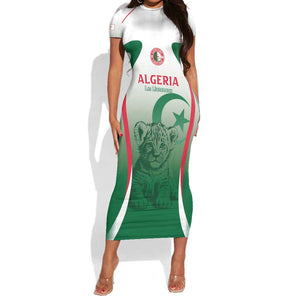 Algeria Rugby Custom Short Sleeve Bodycon Dress Go Les Lionceaux LT15