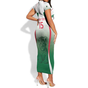 Algeria Rugby Custom Short Sleeve Bodycon Dress Go Les Lionceaux LT15