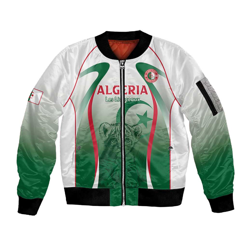 Algeria Rugby Custom Sleeve Zip Bomber Jacket Go Les Lionceaux