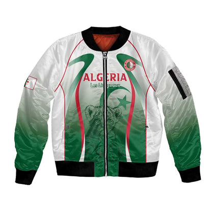 Algeria Rugby Custom Sleeve Zip Bomber Jacket Go Les Lionceaux