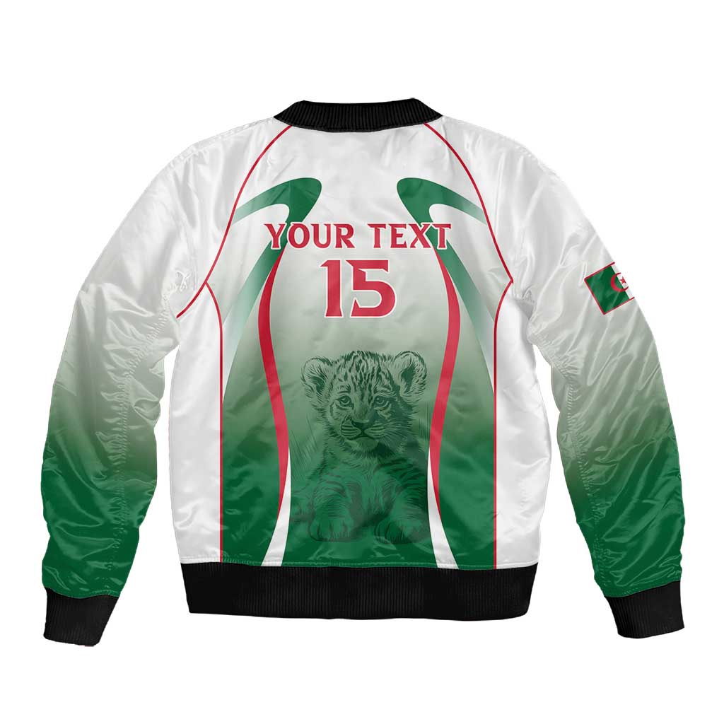 Algeria Rugby Custom Sleeve Zip Bomber Jacket Go Les Lionceaux