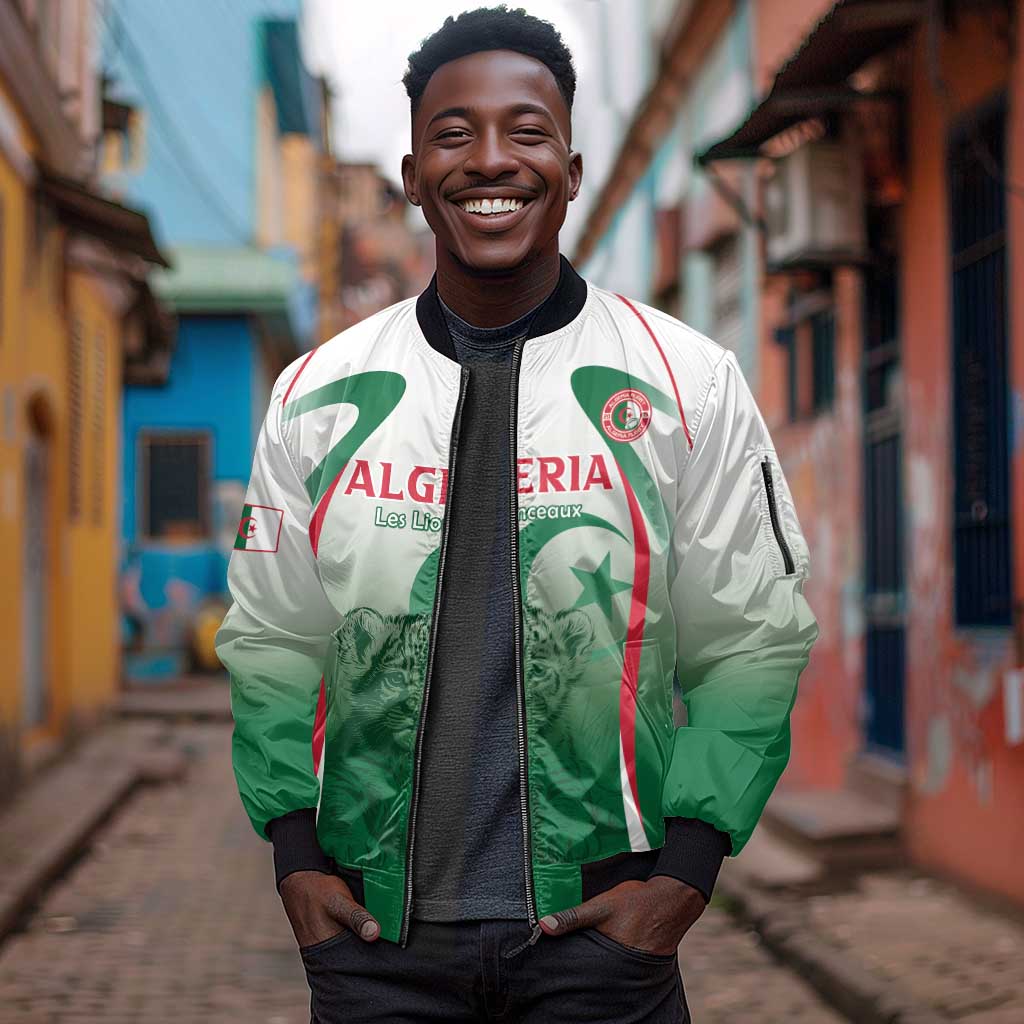 Algeria Rugby Custom Sleeve Zip Bomber Jacket Go Les Lionceaux