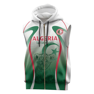 Algeria Rugby Custom Sleeveless Zip Hoodie Go Les Lionceaux - African Pride