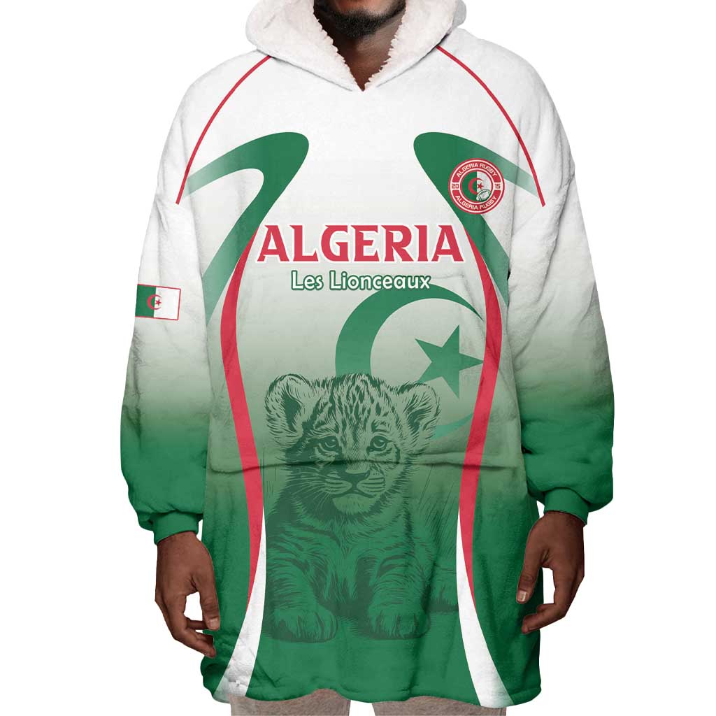 Algeria Rugby Custom Wearable Blanket Hoodie Go Les Lionceaux