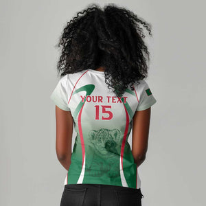 Algeria Rugby Custom Women V-Neck T-Shirt Go Les Lionceaux