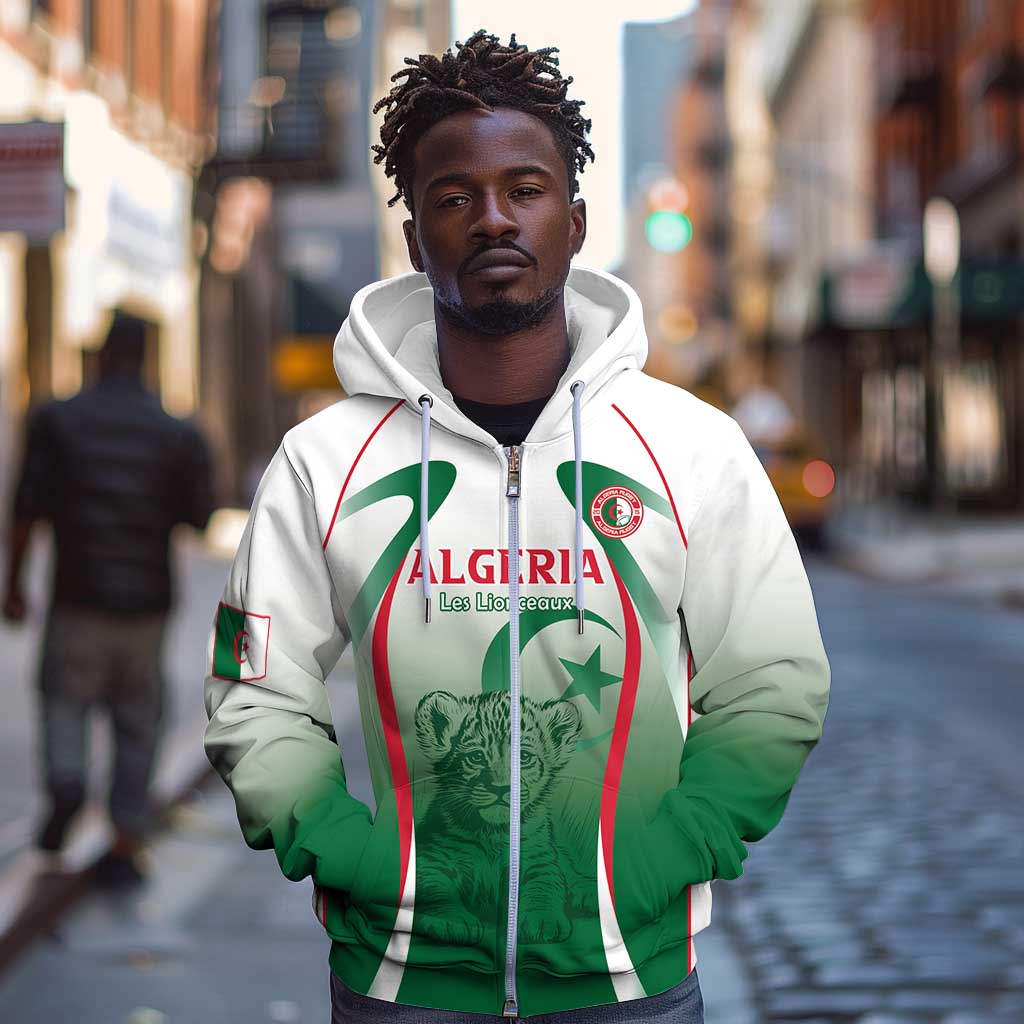 Algeria Rugby Custom Zip Hoodie Go Les Lionceaux