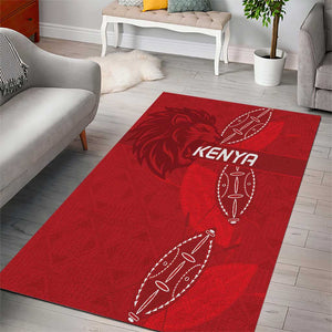 Jamhuri ya Kenya Rugby Area Rug Kenyan Shield Style - Red Color