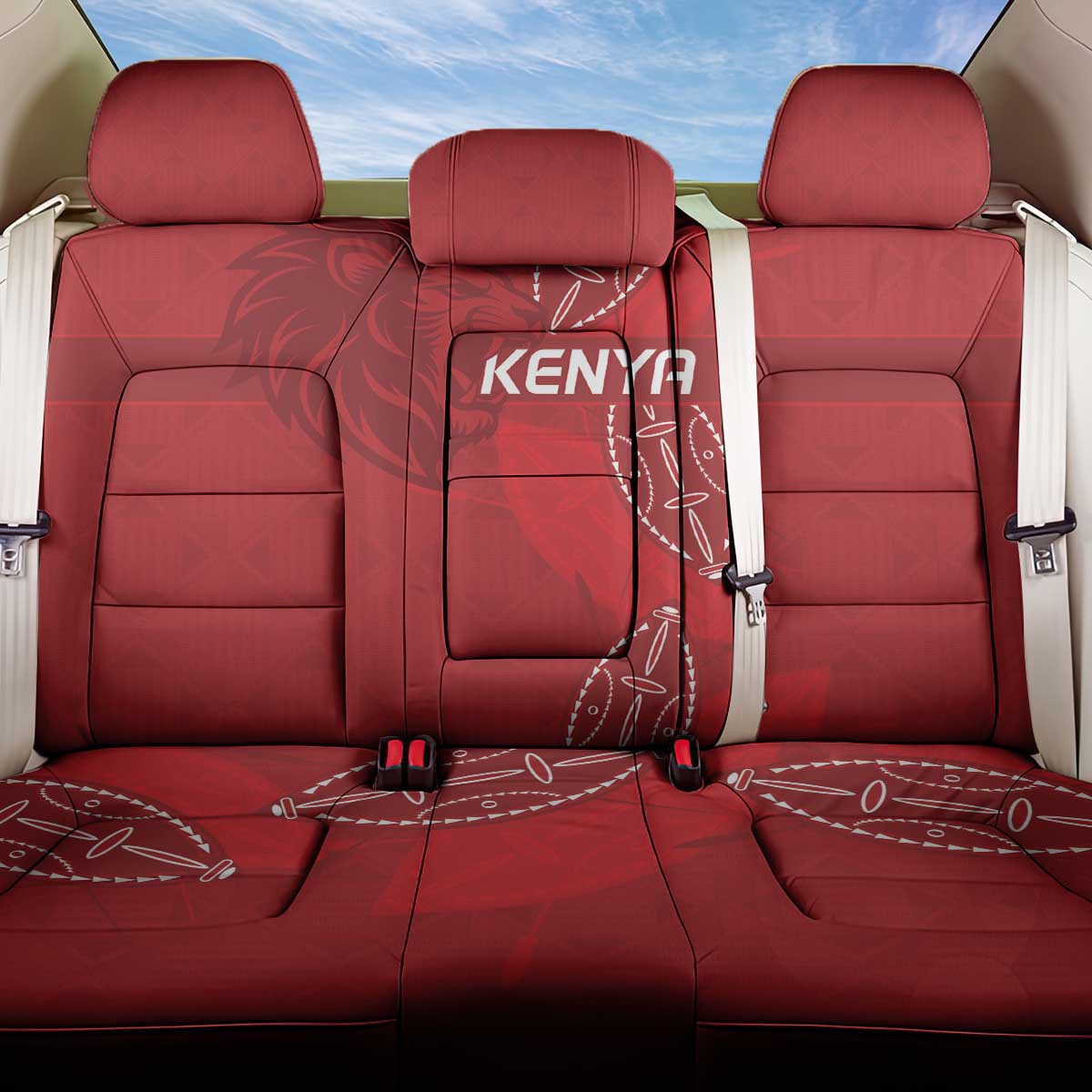 Jamhuri ya Kenya Rugby Back Car Seat Cover Kenyan Shield Style - Red Color