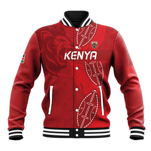 Jamhuri ya Kenya Rugby Custom Baseball Jacket Kenyan Shield Style - Red Color