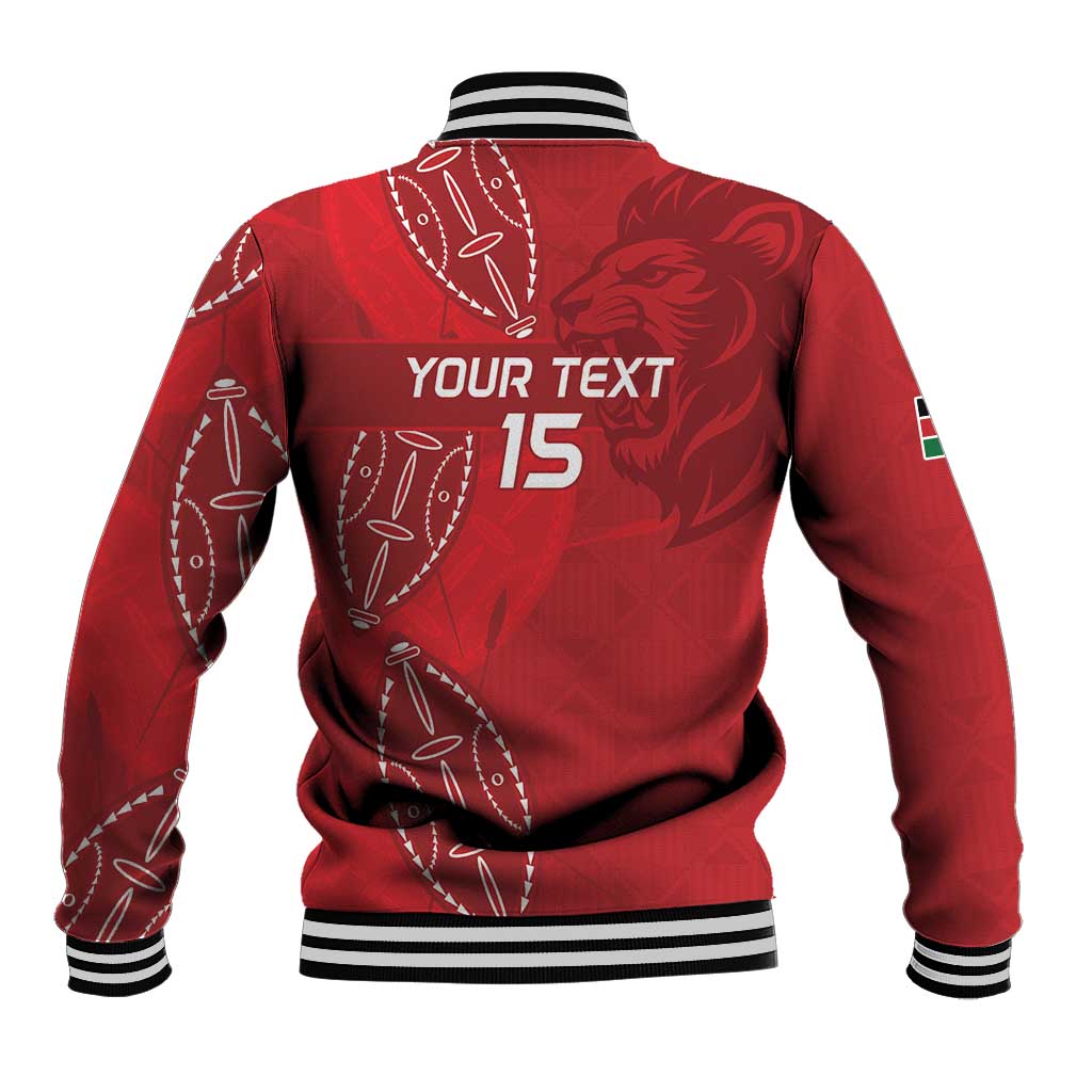 Jamhuri ya Kenya Rugby Custom Baseball Jacket Kenyan Shield Style - Red Color