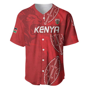 Jamhuri ya Kenya Rugby Custom Baseball Jersey Kenyan Shield Style - Red Color