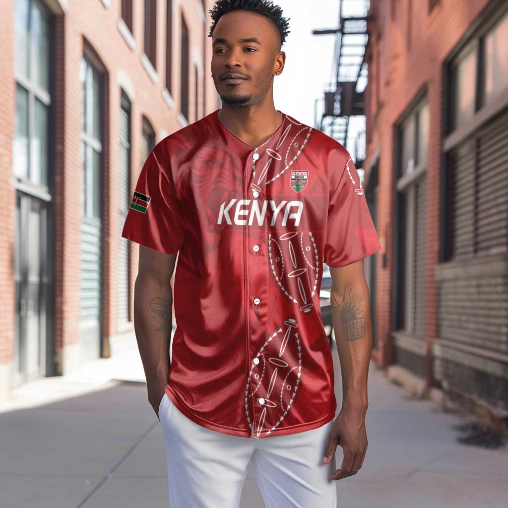 Jamhuri ya Kenya Rugby Custom Baseball Jersey Kenyan Shield Style - Red Color