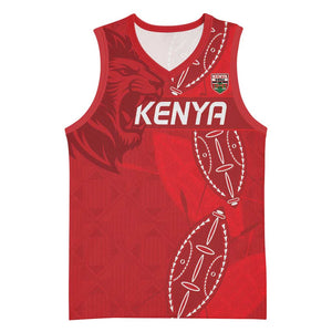 Jamhuri ya Kenya Rugby Custom Basketball Jersey Kenyan Shield Style - Red Color - African Pride