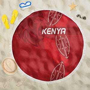 Jamhuri ya Kenya Rugby Beach Blanket Kenyan Shield Style - Red Color
