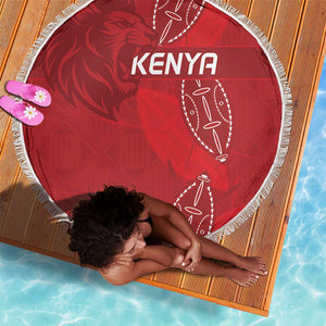 Jamhuri ya Kenya Rugby Beach Blanket Kenyan Shield Style - Red Color