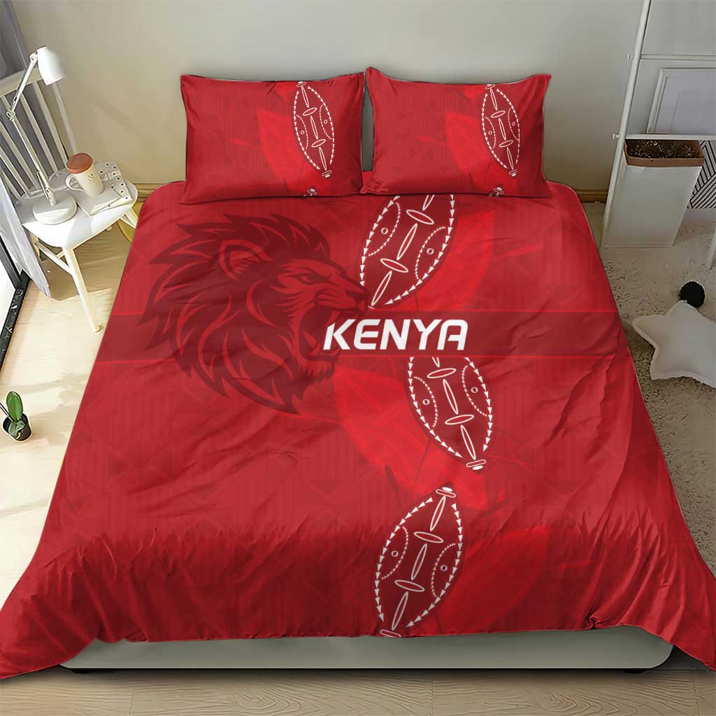 Jamhuri ya Kenya Rugby Bedding Set Kenyan Shield Style - Red Color