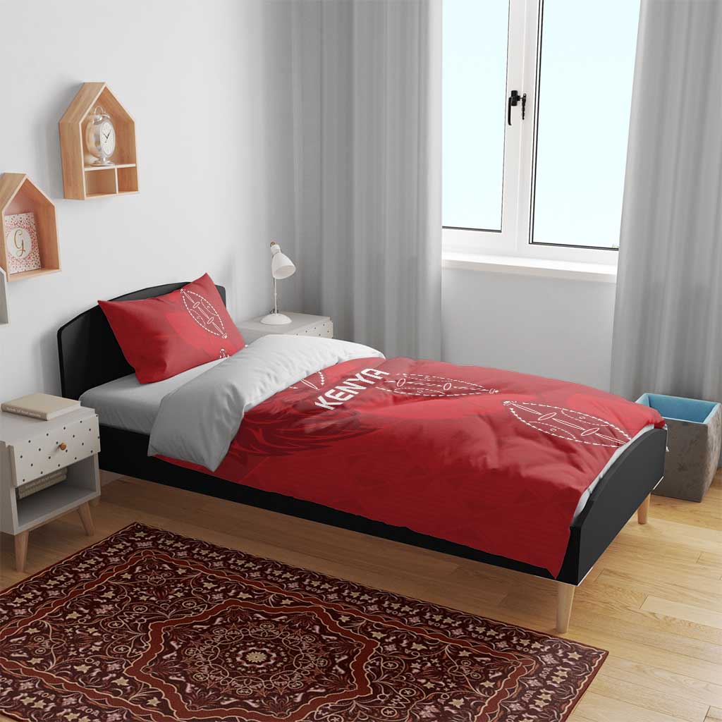 Jamhuri ya Kenya Rugby Bedding Set Kenyan Shield Style - Red Color