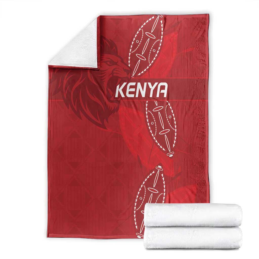 Jamhuri ya Kenya Rugby Blanket Kenyan Shield Style - Red Color