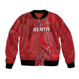 Jamhuri ya Kenya Rugby Custom Bomber Jacket Kenyan Shield Style - Red Color